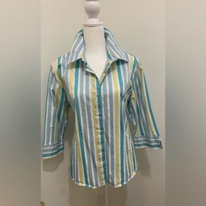 Ladies Van Heusen XL stretch striped button up shirt